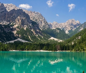 Włochy, Lasy, Jezioro, Góry, Lago di Braies, Pragser Wildsee