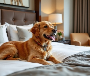 Golden retriever, Łóżko, Pies