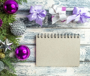 Szyszki, Notatnik, Prezenty, Bombki, Gałązki