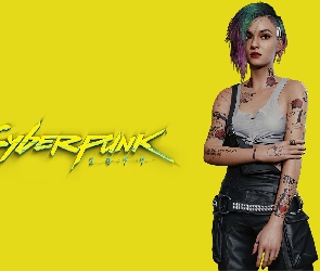 Tło, Żółte, Judy Alvarez, Postać, Gra, Cyberpunk 2077