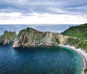 Asturia, Playa Del Silencio, Skały, Hiszpania, Plaża, Morze, Klif