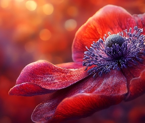 Kwiat, Grafika, Zbliżenie, Pręciki, Mak