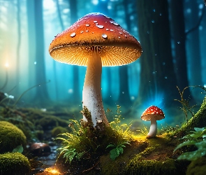 Grafika AI, Muchomory, Las, Grzyby