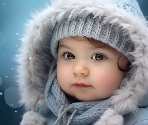 Dziewczynka, Kaptur, Czapka, Szara, Dziecko