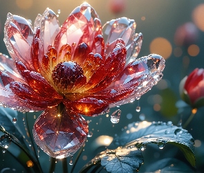 Pąki, Grafika, Krople, Kryształowe, Kwiaty