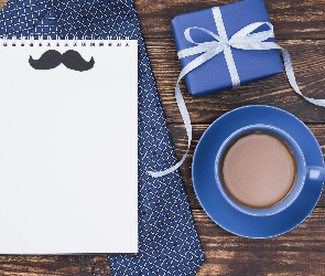 Prezent, Wąsy, Dzień Ojca, Notatnik, Kawa, Krawat, Deski, Filiżanka