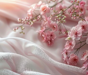 Kwiaty, Tkanina, Różowe