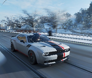 Droga, Biały, Forza Horizon 4, Gra, Samochód, Dodge Challenger