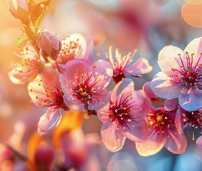 Gałązki, Pręciki, Różowe, Kwiaty