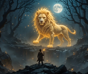 Księżyc, Dziecko, Fantasy, Lew