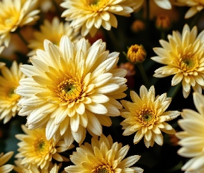 Grafika AI, Kwiaty, Chryzantemy, Żółte