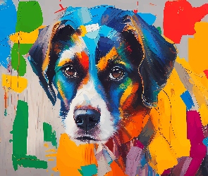 Kolorowa, Grafika, Pies