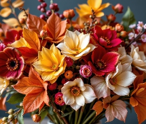 Grafika AI, Bukiet, Kwiaty, Kolorowy