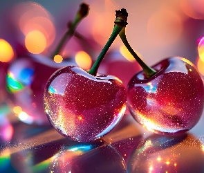 Owoce, Wiśnie, Dwie, Szklane