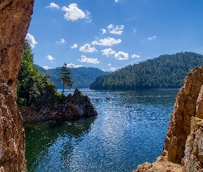 Żaglówka, Góry, Skały, Jezioro