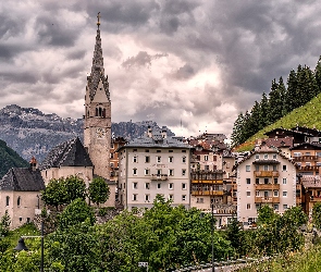 Niebo, Góry, Domy, Kościół