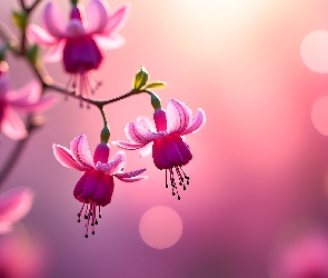 Grafika AI, Kwiaty, Fuksje, Różowe