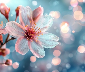 Gałązki, Pąki, Jasnoróżowy, Kwiat