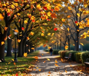 Grafika AI, Park, Jesień, Liście