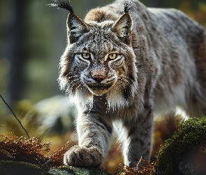 Grafika, Rośliny, Ryś, Spojrzenie