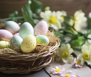 Kolorowe, Grafika, Koszyk, Pisanki, Wielkanoc