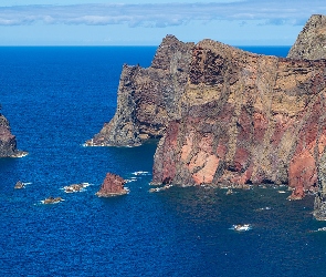 Skały, Morze, Portugalia, Madera