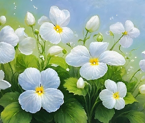 Kwiaty, Grafika AI, Białe