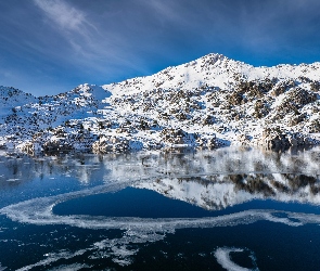 Zima, Góry, Jezioro, Ośnieżone