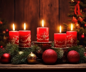 Grafika, Boże Narodzenie, Stroik, Świece