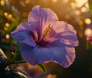 Grafika, Światło, Purpurowy, Hibiskus, Kwiat, Słoneczne
