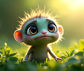Grafika, Rośliny, Stworek, Śmieszny, Duże, Oczy