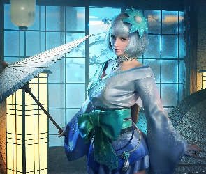 Kimono, Parasolki, PUBG Mobile, Gra, Postać, Kobieta