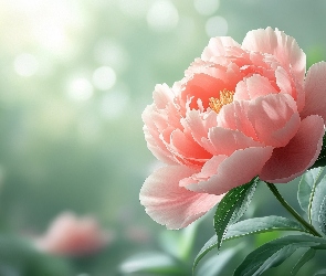 Listki, Piwonia, Kwiat, Różowa