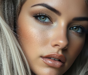 Blondynka, Grafika AI, Oczy, Szare, Dziewczyna