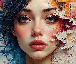 Dziewczyna, Grafika, Twarz