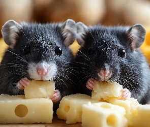 Szare, Ser, Żółty, Myszki, Dwie