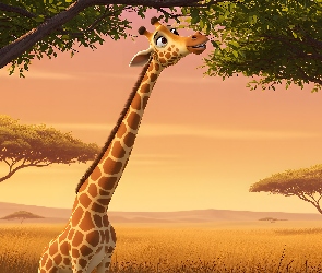 Sawanna, Drzewa, Żyrafa, Liście