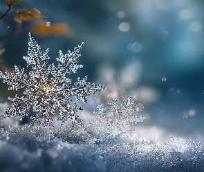 Grafika AI, Śnieg, Śnieżynka, Płatek