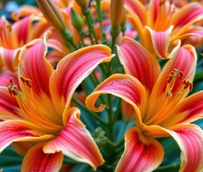 Grafika AI, Kwiaty, Lilie, Pomarańczowe