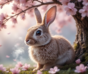 Kwiaty, Drzewo owocowe, Królik