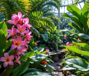 Grafika, Kwiaty, Oranżeria, Tropikalne