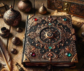 Ornament, AI, Naczynia, Pióro, Księga