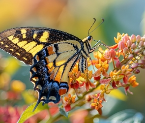 Grafika, Kwiat, Motyl, Paź królowej
