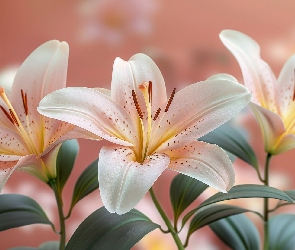 Lilie, Białe, Kwiaty, Trzy