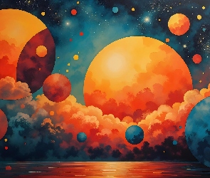 Chmury, Grafika AI, Planety