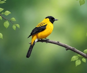 Ptak, Gałązka, Żółto-czarny