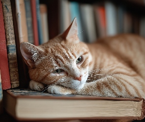 Kot, Książki, Leżący
