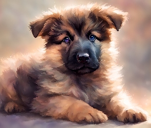 Grafika, Szczeniak, Pies, Leżący