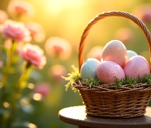 Pisanki, Wielkanoc, Grafika, Koszyk, Kolorowe