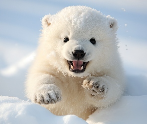 Polarny, Grafika, Śnieg, Mały, Niedźwiadek